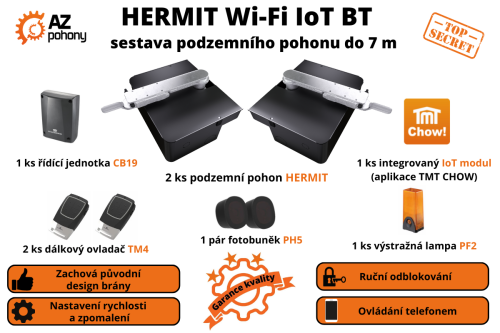 Hermit Wi-Fi IoT BT - sada podzemních pohonů pro křídlovou bránu do 7 m a 700 kg